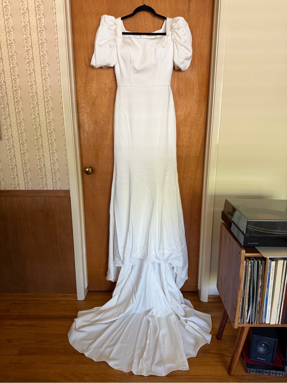 Miosa bride ivory puff sleeve wedding dress satin le blanc Casablanca - Picture 3 of 16